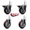 Service Caster 5'' Maroon Poly Wheel Swivel 7/16'' Grip Ring Stem Caster Set 2 Brakes, 4PK SCC-GR20S514-PPUB-MRN-PLB-716138-2S2 - alternate 4